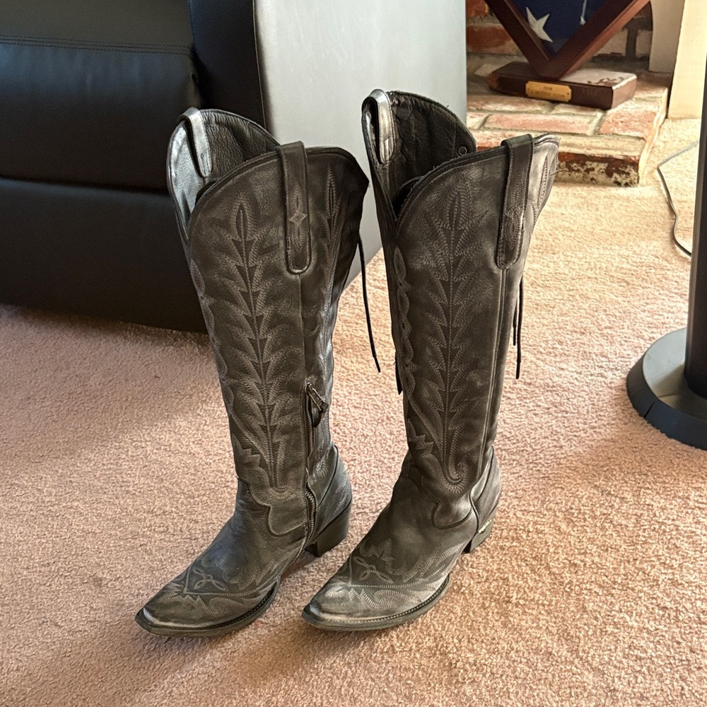 Lexington Knee High Corset - black/grey boots